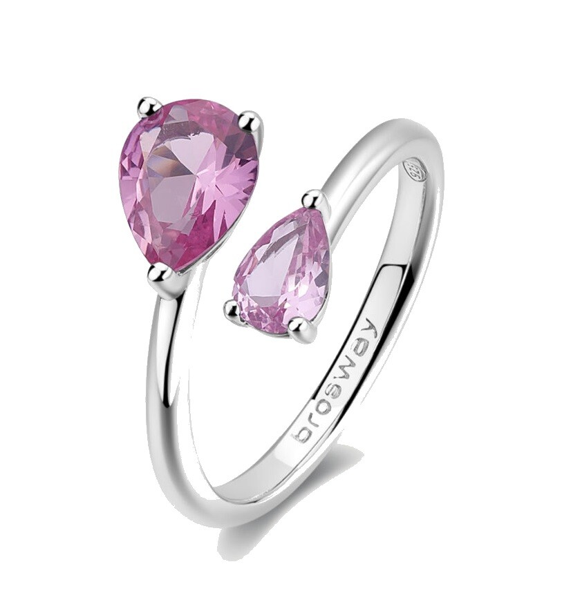 Brosway Strieborný otvorený prsteň Vibrant Pink Fancy FVP114 56 mm