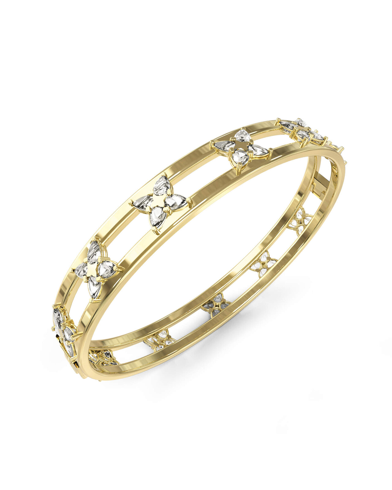 Guess Jemný pozlátený pevný náramok Wild Flower JUBB05497JWYGS