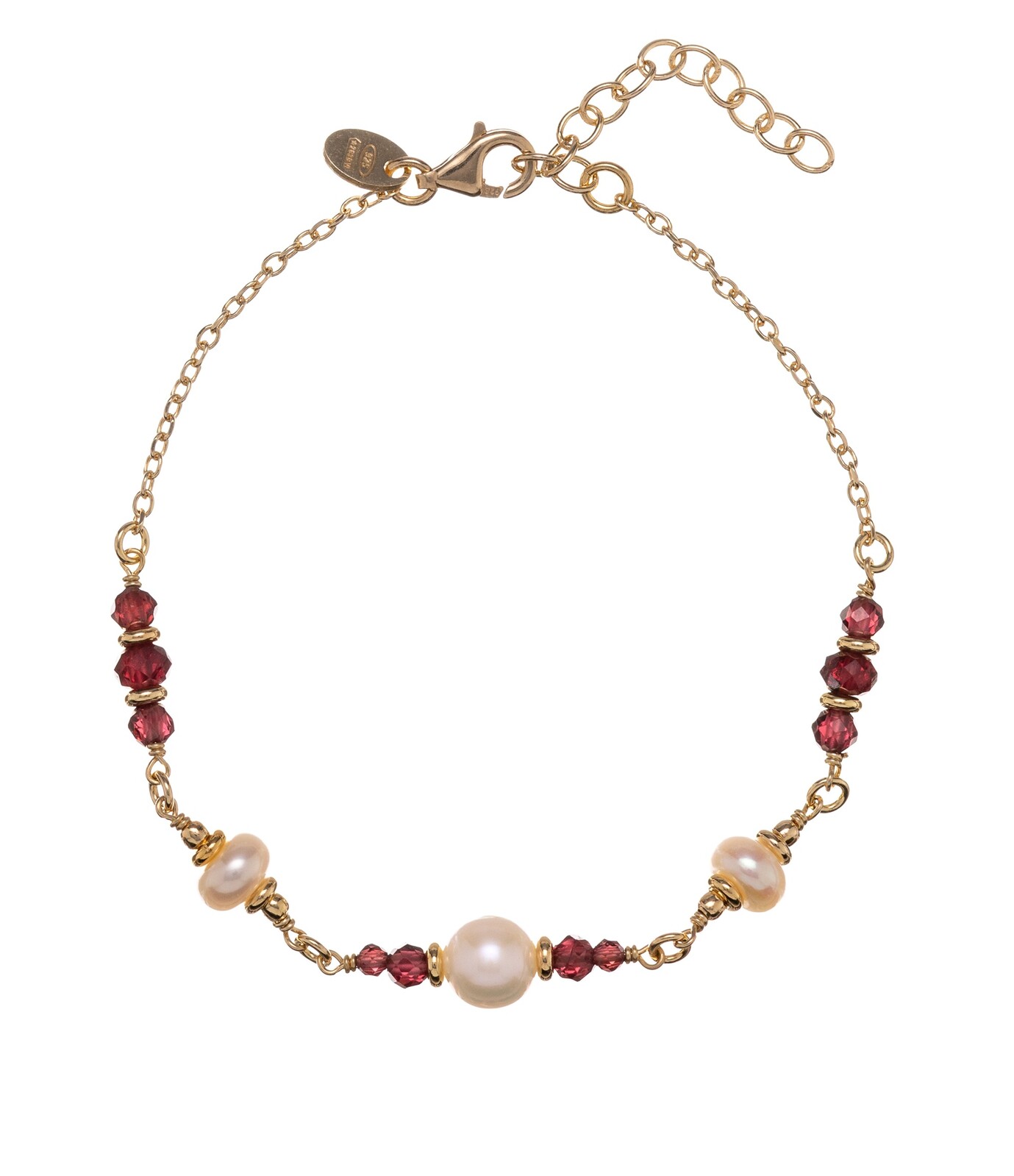 Alisia Úchvatný pozlátený náramok s pravými perlami a granátmi AL5182.01.029