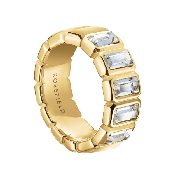 Rosefield Očarujúce pozlátený prsteň s kryštálmi Iconic JRIO 48 mm