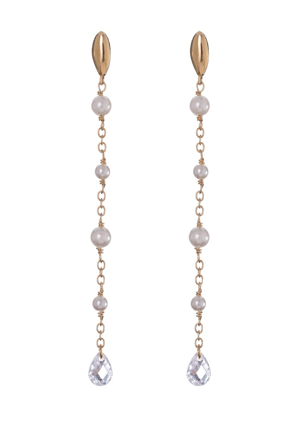 Alisia Dlhé pozlátené náušnice s umelými perlami a zirkónom AL4924.01.000