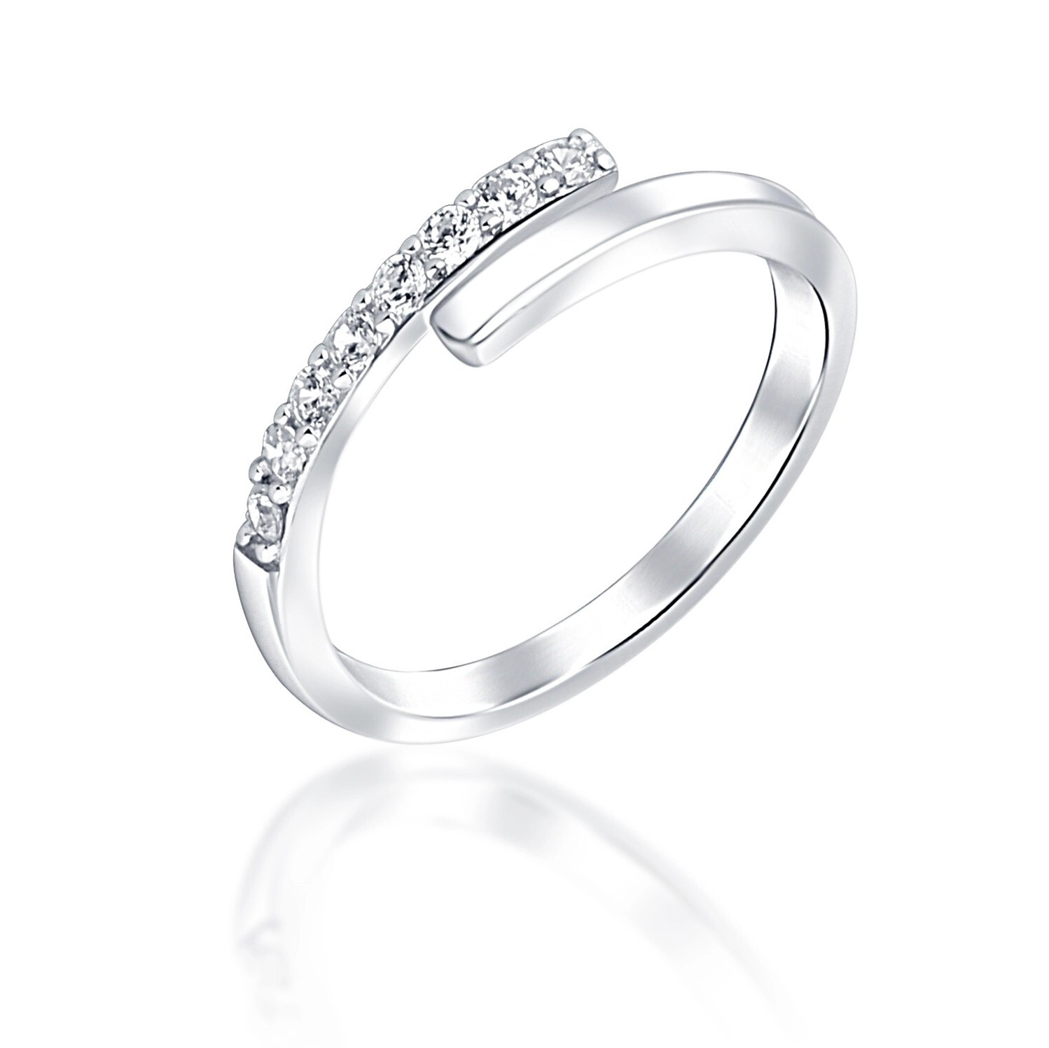 JVD Moderný strieborný prsteň so zirkónmi SVLR0654XE9BI 52 mm