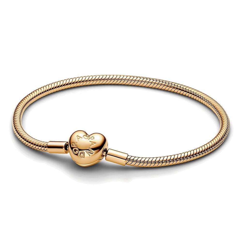 Pandora Romantický pozlátený náramok so srdiečkovým zapínaním Shine Moments 563050C00 19 cm