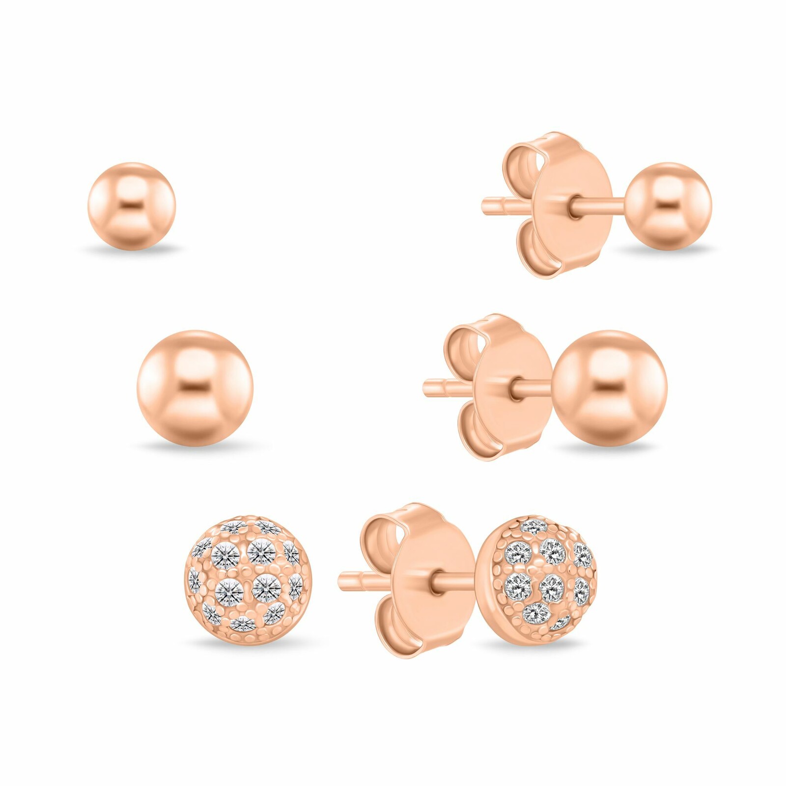 Brilio Silver Pozlátená sada kôstkových náušníc SET297R (3 páry náušníc)