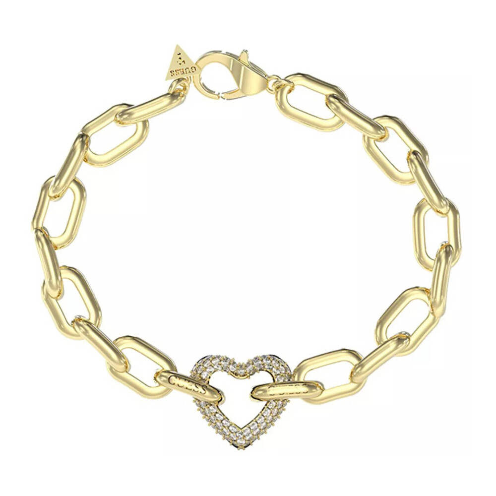 Guess Výrazný pozlátený náramok Srdce Beloved JUBB05016JWYG 18,5 cm