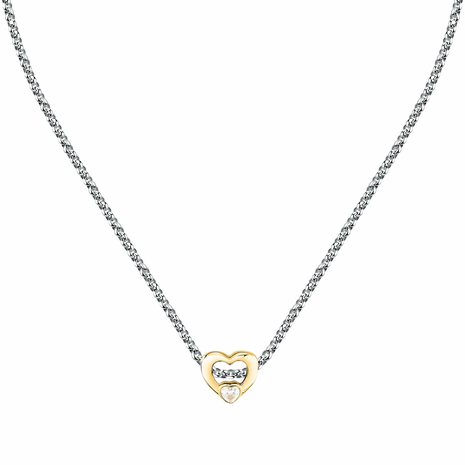 Morellato Krásny oceľový bicolor náhrdelník Srdce Drops SCZ1414