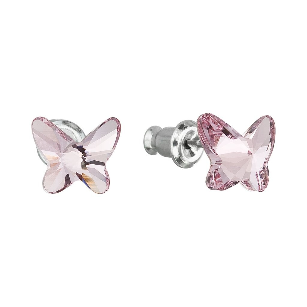 Evolution Group Náušnice s svetlo ružovými kryštálmi Swarovski Motýľ 51048.3 light rose