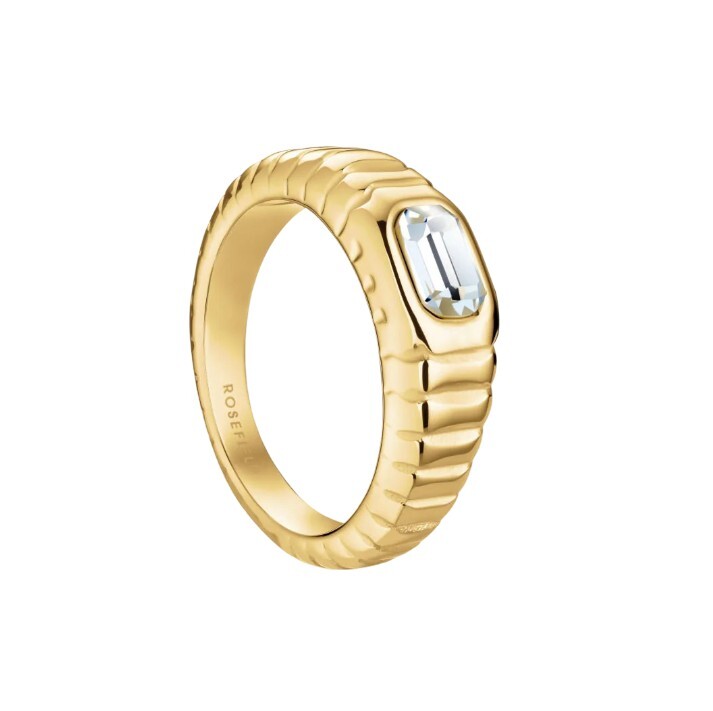 Rosefield Úchvatný pozlátený prsteň z ocele s kryštálom Iconic JROR 54 mm