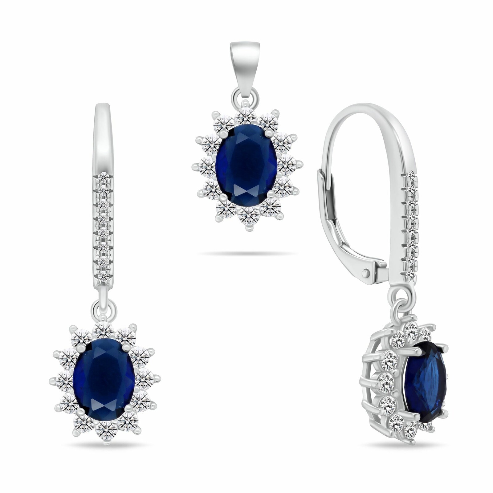 Brilio Silver Strieborný set s kubickými zirkónmi SET296WB (prívesok, visiace náušnice)