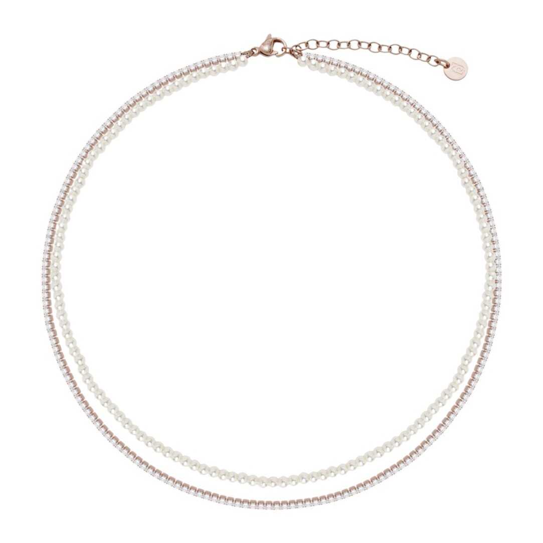 Liu Jo Dvojitý pozlátený perlový náhrdelník pre ženy LJ3028