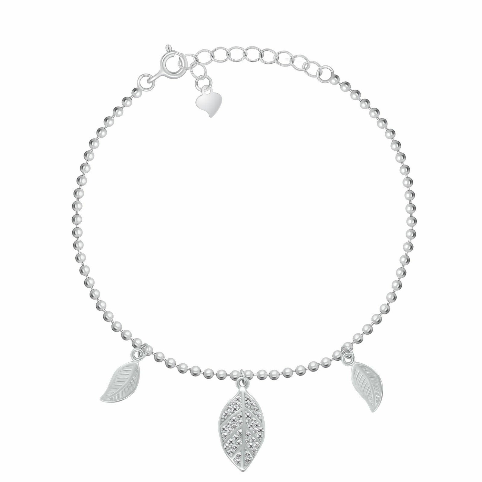 Brilio Silver Pôvabný strieborný náramok s lístkami BRC248W