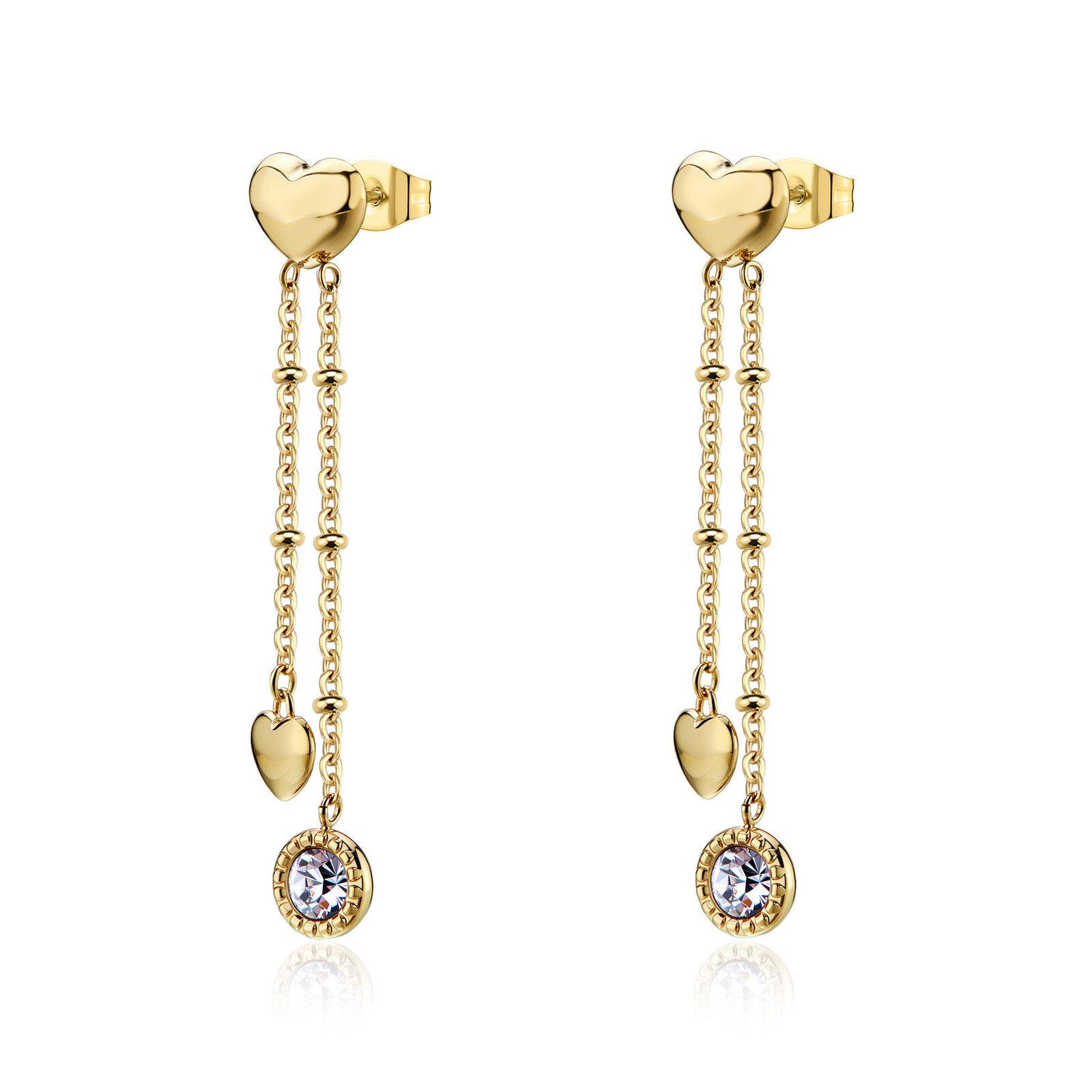 S'Agapõ Dlhé pozlátené náušnice s príveskami Aurora SAR71