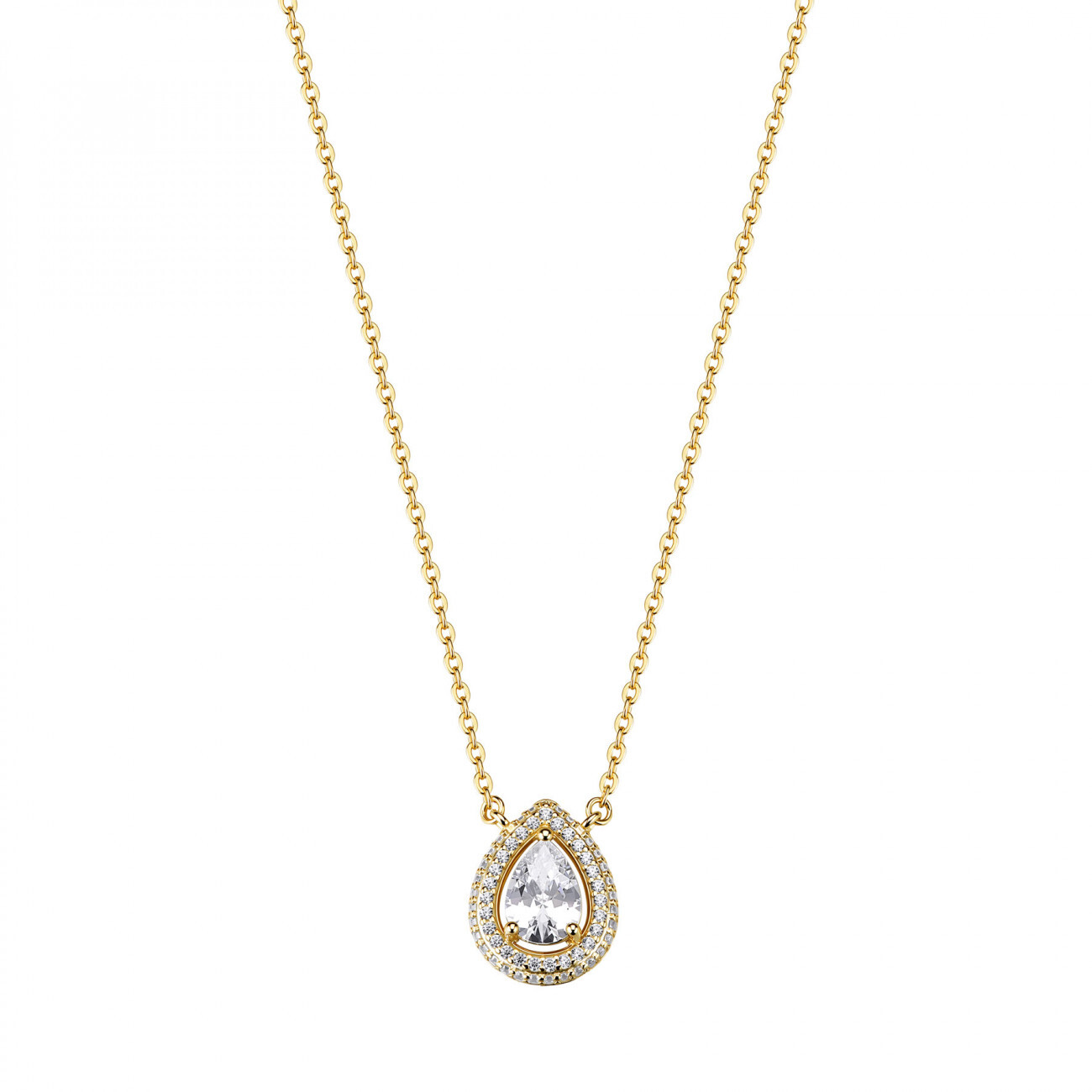 Rosato Nežný pozlátený náhrdelník s čírymi kubickými zirkónmi Kvapka Anna RZAN02