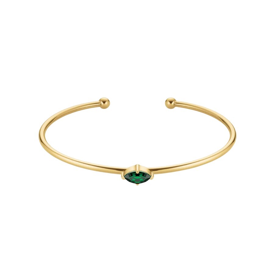 Rosefield Otvorený pevný náramok so zeleným Swarovski kryštálom JBEMG-J1242