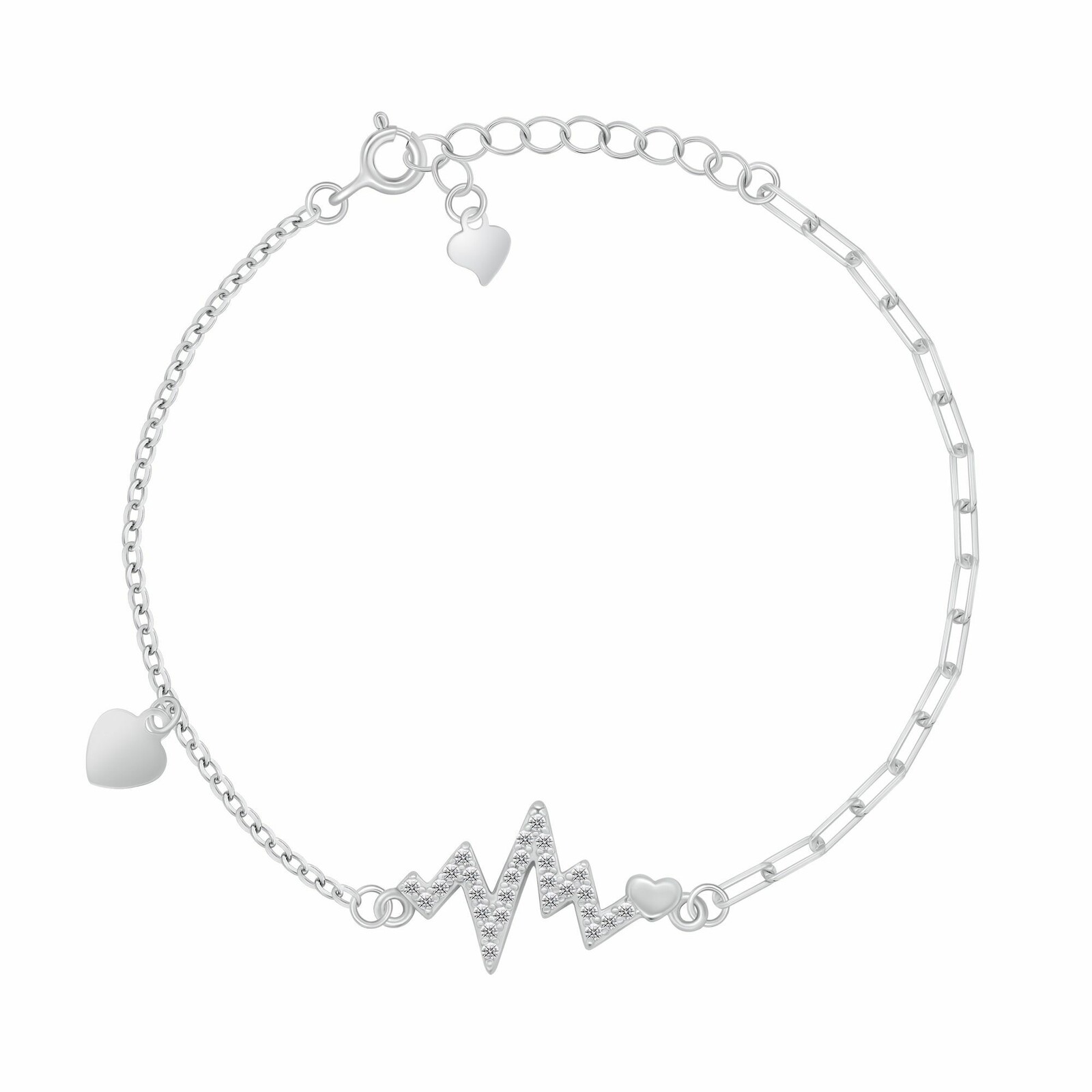 Brilio Silver Strieborný náramok Srdiečko a EKG krivka BRC245W