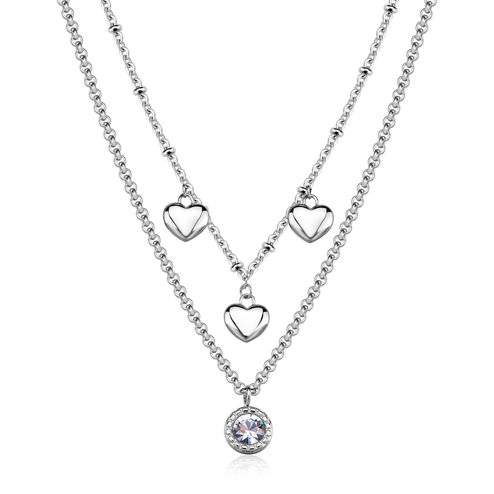 S'Agapõ Dvojitý oceľový náhrdelník s príveskami Aurora SAR58