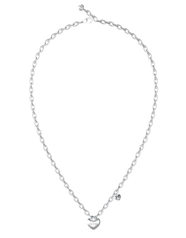 Guess Romantický oceľový náhrdelník so srdiečkami Crazy In Love JUBN05216JWRHT/U