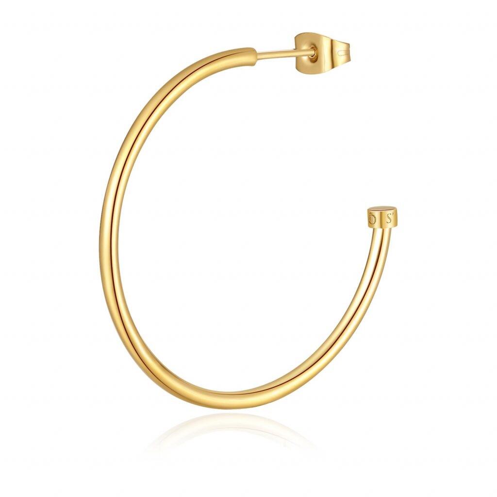 S'Agapõ Single pozlátená kruhová náušnica Happy Ears SHEA17 2,7 cm