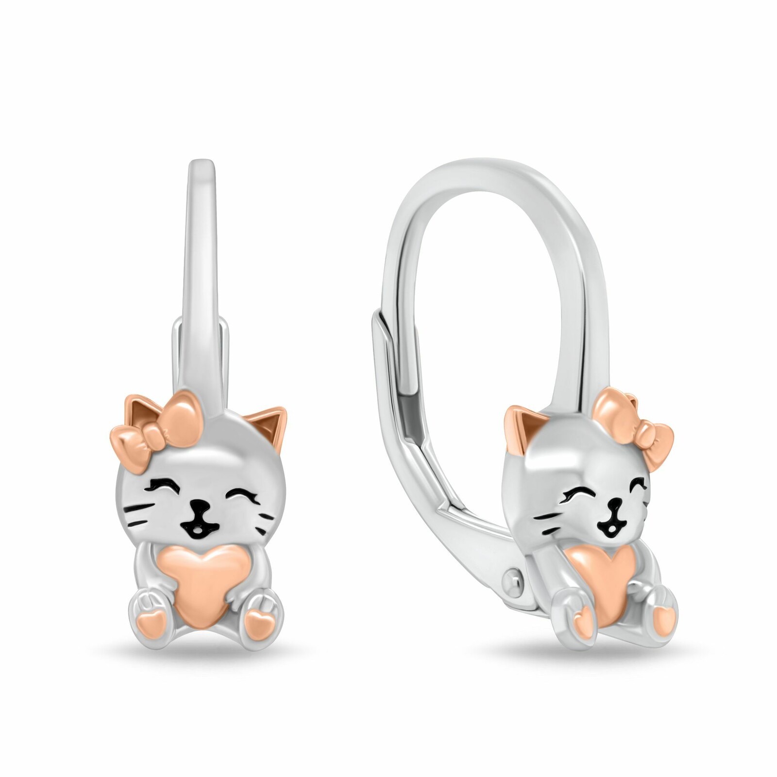 Brilio Silver Bicolor visiace náušnice zo striebra Mačičky EA1242W