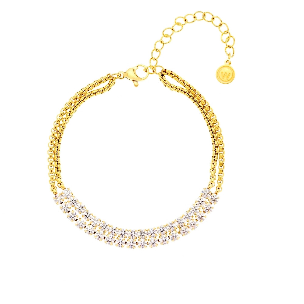 Oliver Weber Dvojitý pozlátený náramok s kubickými zirkónmi Cryston Lumiere 32443G