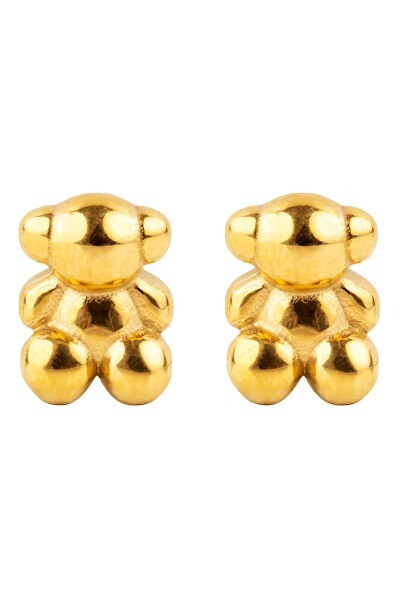 Emily Westwood Roztomilé pozlátené náušnice Medvedík Celeste EWE250172G