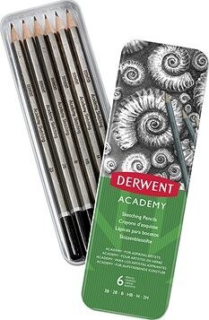 DERWENT Academy Sketching Pencils Tin v plechovej škatuľke, šesťhranná – súprava 6 tvrdostí