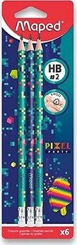 MAPED Pixel Party HB, trojhranná – balenie 6 ks
