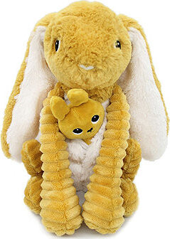 Les Déglingos Plyšový zajačik, mama s bábätkom, horčicový