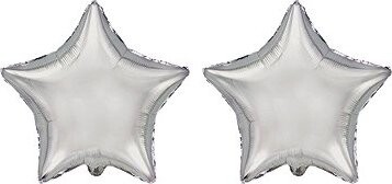 FLEXMETAL Balón fóliový – hviezda, strieborná, 45 cm, 2 ks