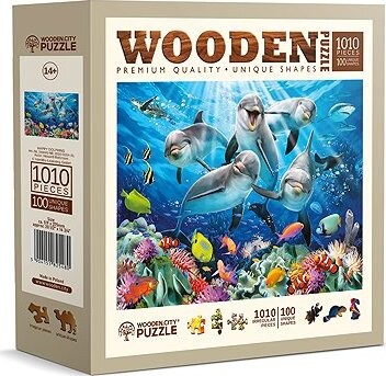 WOODEN CITY Drevené puzzle Šťastní delfíny 1010 dielikov