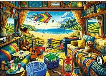 Trefl Puzzle Premium Plus Tea Time: Cestovanie karavanom 1000 dielikov