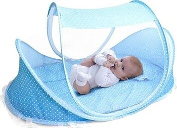 Detský skladací stan proti hmyzu modrý