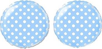 FLEXMETAL Balón fóliový – okrúhly, modrý s bielymi bodkami, 45 cm, 2 ks