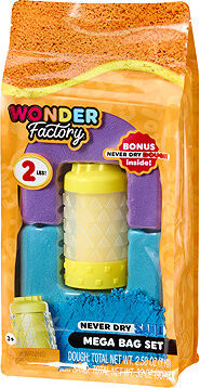 Wonder Factory Nevysychajúci piesok a modelína v taške – fialová, tyrkysová a žltá