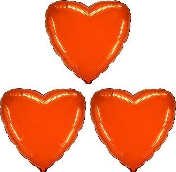 FLEXMETAL Balón fóliový – srdce, oranžové, valentín/svadba, 45 cm, 3 ks