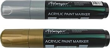 Artmagico akrylový popisovač Jumbo 15 mm, 2 ks, zlatý, strieborný
