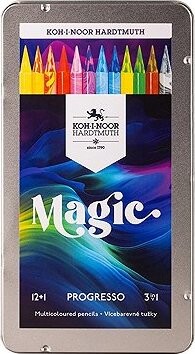 Koh-i-noor Progresso Magic 8772/12 Pastelky v laku, v plechovom puzdre 12 ks