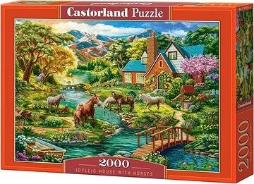 CASTORLAND Puzzle Idylický dom s koňmi 2000 dielikov