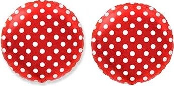 FLEXMETAL Balón fóliový – okrúhly, červený s bielymi bodkami, 45 cm, 2 ks