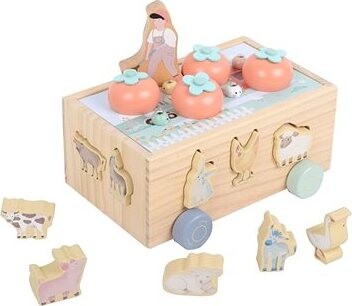 eliNeli Multifunkčná drevená pojazdná farma so zvieratkami 3 v 1