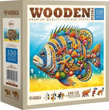 WOODEN CITY drevené puzzle - Módna ryba 150 dielikov