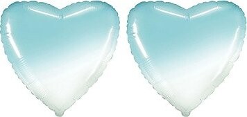 FLEXMETAL Balón fóliový – srdce, ombré/modro-biele, 48 cm, 2 ks