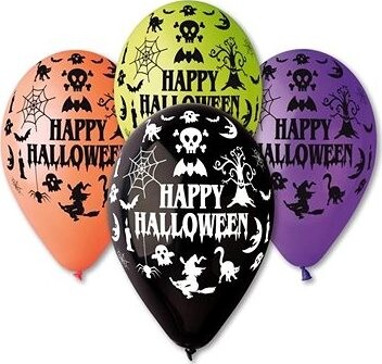 SMART BALLOONS Balóniky pastelové Happy Halloween – mix farieb – 30 cm (5 ks)