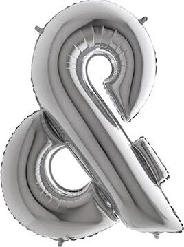 SMART BALLOONS Balónik fóliový & znak strieborný – silver 102 cm