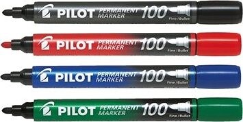 PILOT Permanent Marker 100 1.0 mm, súprava 4 farieb