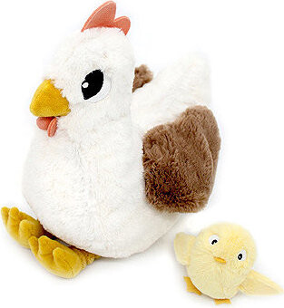 Les Déglingos Plyšová sliepka, mama s bábätkom, biela