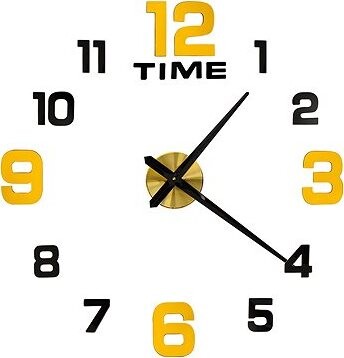 KIK KX3518 Dizajnové nalepovacie hodiny 12 číslic, 100 – 120 cm, čierno-zlaté