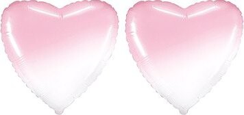 FOLAT Balón fóliový – srdce ombré, ružovo-biele, 48 cm, 2 ks