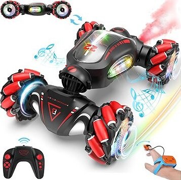 Fosgoit RC stunt auto 1 : 18 s LED dymovým efektom a ručným ovládaním, čierne