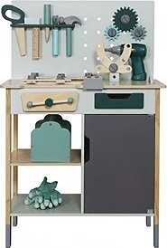 Derrson W5335 Drevený ponk tyrkysový XXL, detská dielňa